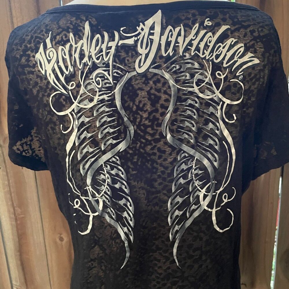 HARLEY-DAVIDSON Burnout Tribal Wings V-Neck T-SHIRT XL